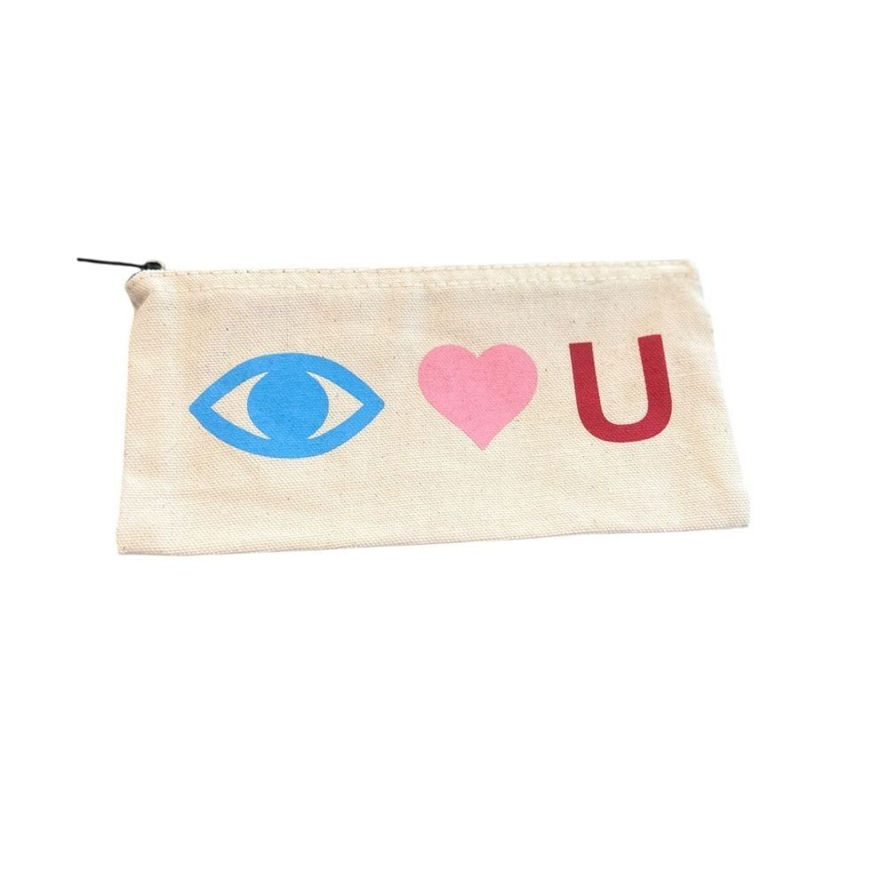 Alex and Ani Canvas Zipper Pouch “Eye ❤️ U” Natural Cotton Made in USA